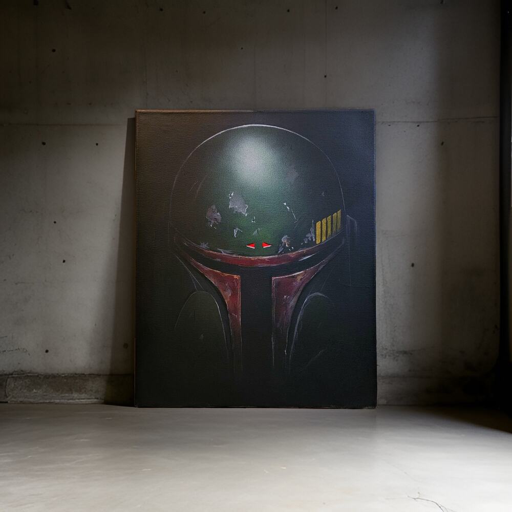 Original Star Wars Boba Fett Helmet Painting (16"x20")